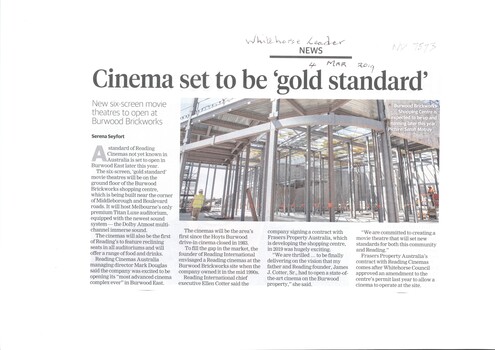A six-screen movie theatre is being built on the ground floor at 78 Middleborough Road. Burwood East 