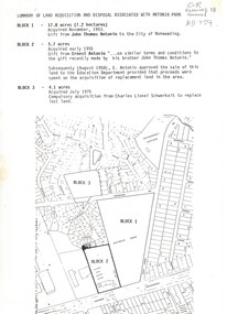 Summary of land acquisition and disposal associated with Antonio Park,