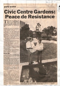 Newspaper - Article, Civic Centre Gardens : Peace de Resistance, 28/03/1994