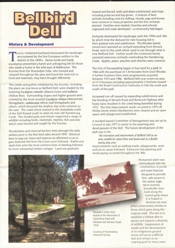 History and development of Bellbird Dell. 