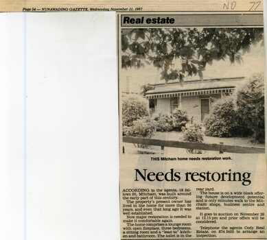 Advertisement put up by Cody Real Estate for the sale of 18 Fellow Street, Mitcham.