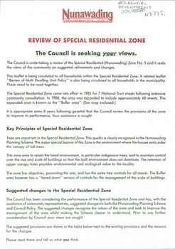 City of Nunawading: review of special residential zone.  Page 1