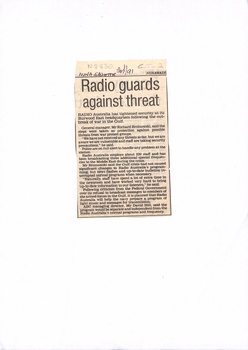 Radio Australia guards against threat during the Gulf War.