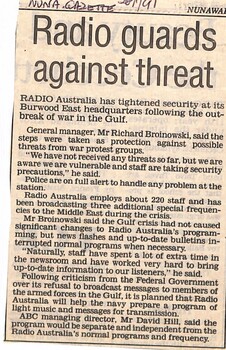 Radio Australia tightened security during the Gulf War