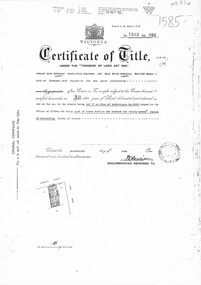 Certificate of Title Vol 7583 Fol 060, being Lot 72 on Plan of Subdivision No 6626. 