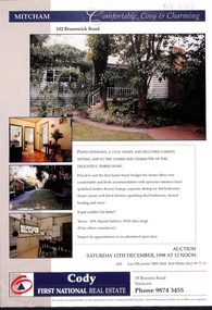 Brochure for house auction at 102 Brunswick Road, Mitcham,