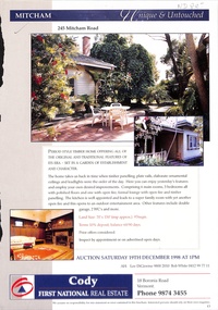 Auction brochure for 245 Mitcham Road, Mitcham, 19 December 1998.   .