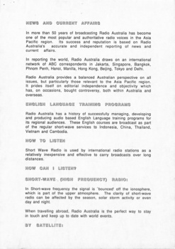 Page 4 of the bulletin on the history of Radio Australia, topics of broadcast highlighted.