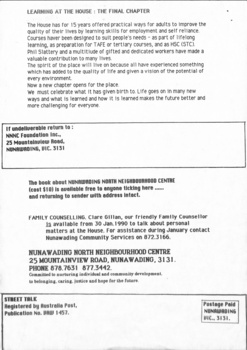 Closure of Nunawading North Neighbourhood Centre.