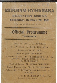 Programme of Mitcham Gymkhana