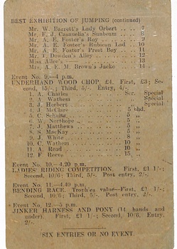 Programme of Mitcham Gymkhana