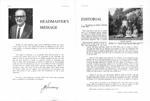 1966 school magazine of Nunawading High School.  Pg 2-3