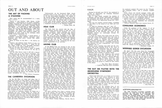 1966 school magazine of Nunawading High School.  Pg 12-13
