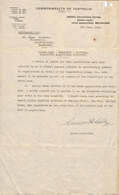 Letter from the Crown Solicitor to Edgar Erikson.