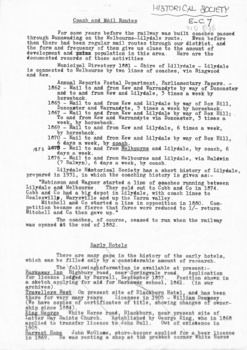 A list of coach and mail routes from 1862 - 1876.