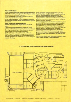 Proposals for Blackburn Village including floor plan of shopping centre,  