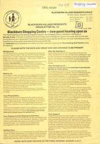 New panel hearing for Blackburn Shopping Centre beginning July 9th at Nunawading Arts Centre.   