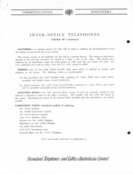 Letter to the Shire Secretary of Tunstall from Standard Telephones with a quotation for supply and installation of intercommunicating telephones 1937.   