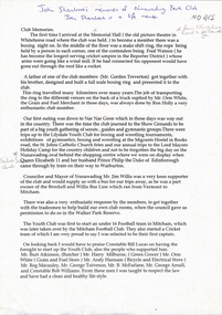 Memories of John Shambrook concerning people involved in the Nunawading Youth Club and some of their activities.