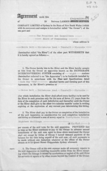 An agreement between Lamson Engineering Co and Shire of 'Nunawading' {should be Blackburn and Mitcham}, 