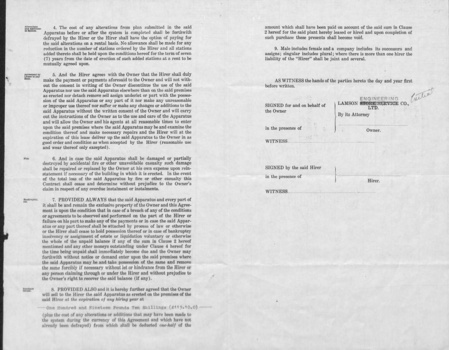 An agreement between Lamson Engineering Co and Shire of 'Nunawading' {should be Blackburn and Mitcham}