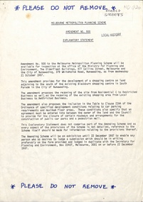 Explanatory Statement of Amendment 500 to Melbourne Metropolitan Planning Scheme.