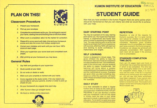 Kumon Institute of Education. Student Guide beginniing.