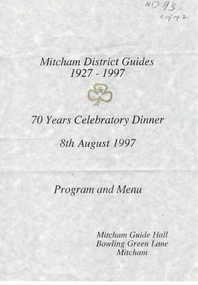 Document, 70 years celebratory dinner, 1/08/1997 12:00:00 AM