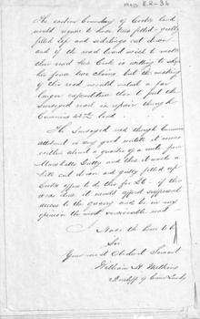 Letter to C. Hodgkinson, Assistant Commissioner of Lands Survey from William H. Watkins, Bailiff of Crown Lands.
