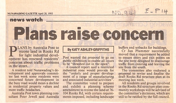 Plans by Australia Post to rezone land in Rooks Road to light industrial development.