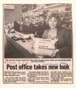 Article in Nunawading Gazette.   Vermont South Post Office has moved to Vermont South Shopping Centre 'Gifts Galore' Shop 36. 