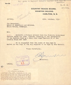 Letter - Correspondence, Burwood Road, 1/10/1932
