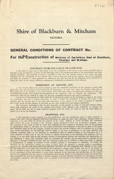 Documents concerning Reconstruction of sections of Canterbury Road at Blackburn,