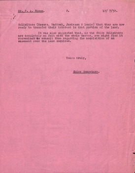 Correspondence between Shire Secretary, Shire of Blackburn and Mitcham and vendors and their solicitors