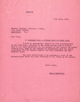 Correspondence between Shire Secretary, Shire of Blackburn and Mitcham and vendors and their solicitors 