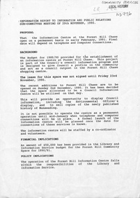 Report to Information and Public Relations Subcommittee, meeting of 29 November 1990.  