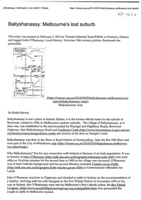 An article about Ballyshanassy, the former name for Burwood, p1/3