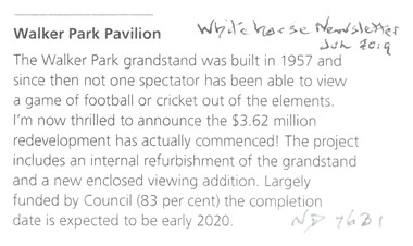 Article, Walker Park Pavilion, 2019