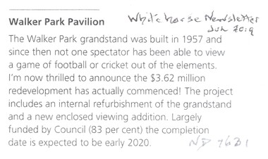 Article, Walker Park Pavilion, 2019