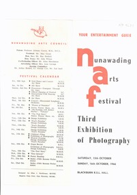 Pamphlet, Nunawading Arts Festival 1966 Photography, 1966