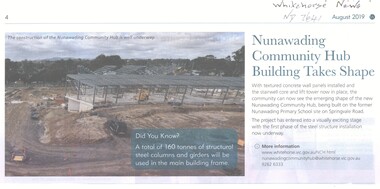 Article, Nunawading Community Hub, 2019