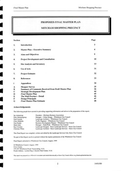 Mitcham Shopping Precinct Master Plan, 2000, Table of Contents