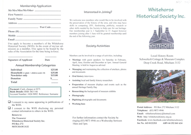 Pamphlet, WHS Membership Pamphlet, 2019