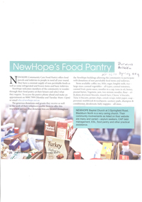 Article, Newhope's Food Pantry, 2019