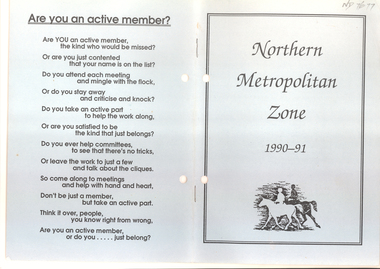 Pamphlet, Northern Metropolitan Zone, 1990 - 91