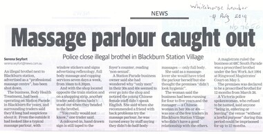 Article, Blackburn Brothel, 2019