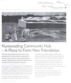 Article, Nunawading Community Hub, Feb 2020