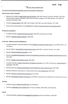 Funeral Order of Service for Gary Cooper OAM.