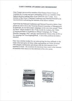 Funeral Order of Service for Gary Cooper OAM.