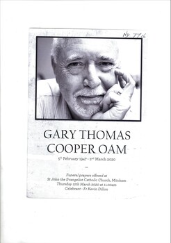 Funeral Order of Service for Gary Cooper OAM.